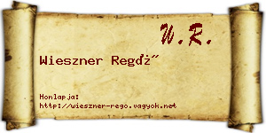 Wieszner Regő névjegykártya